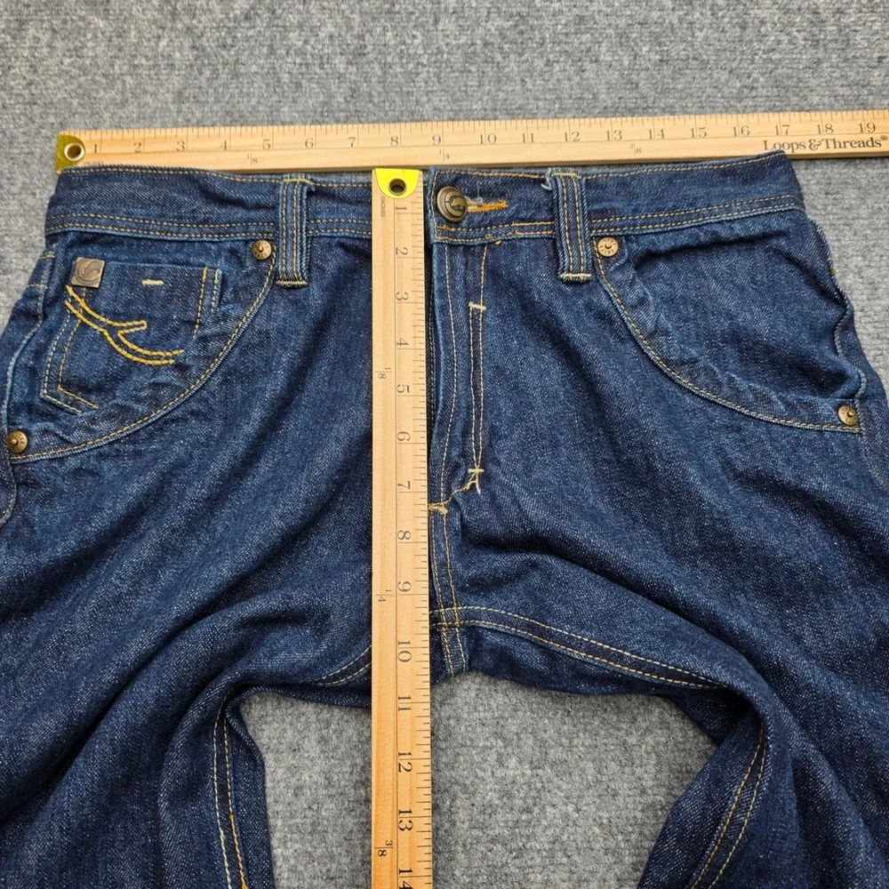 Ecko Unltd Jeans Mens 36x32 Slim Straight Fit Dark Blue Rhino Embroidered Y2K